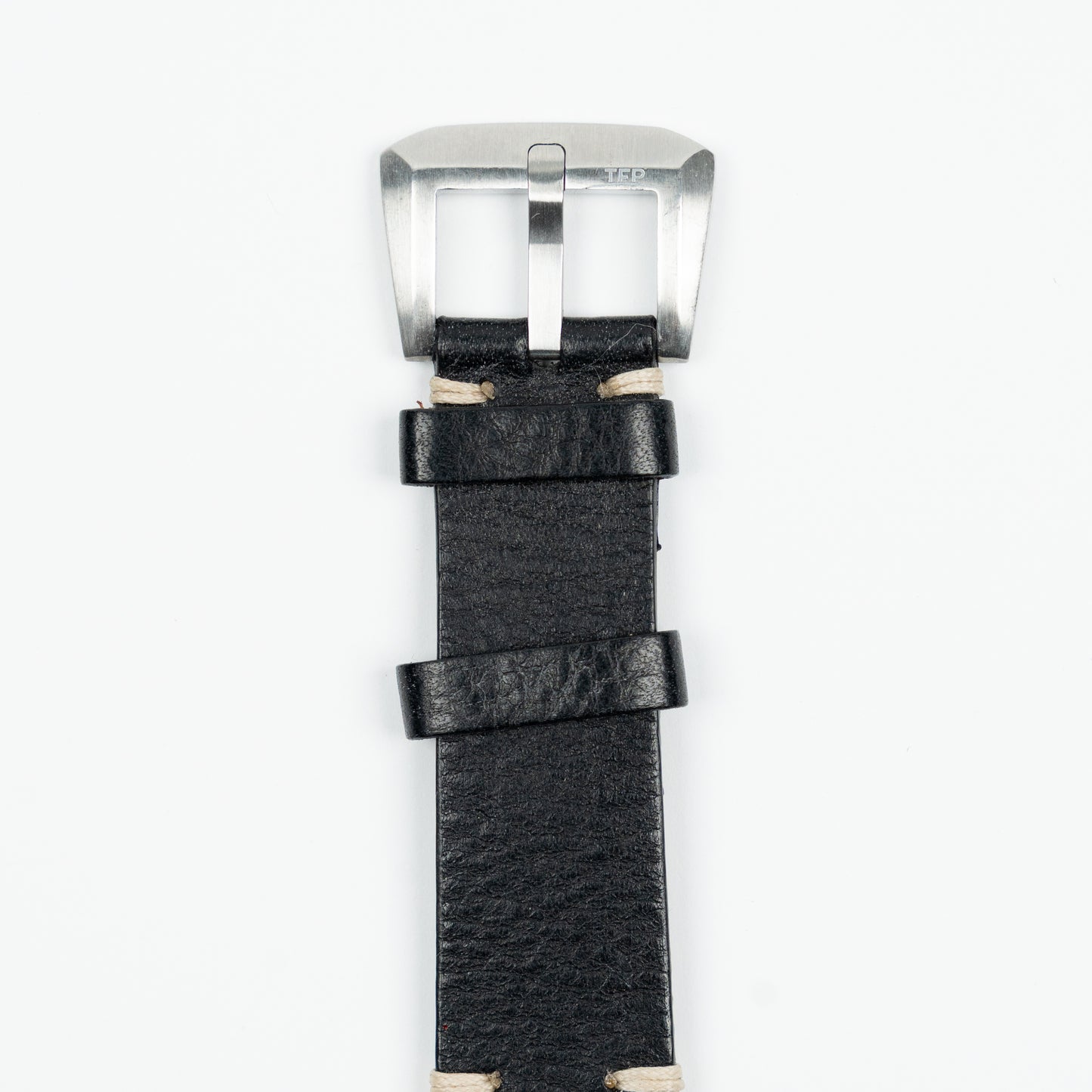 Cinturino Vintage in pelle - Nero/Sabbia