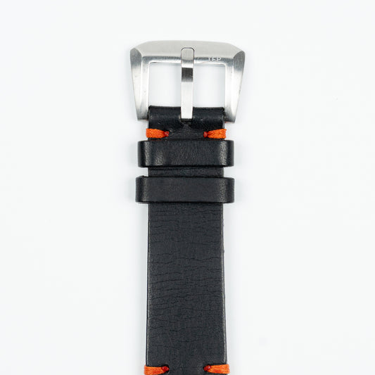 Vintage Leather Strap - Black/Orange